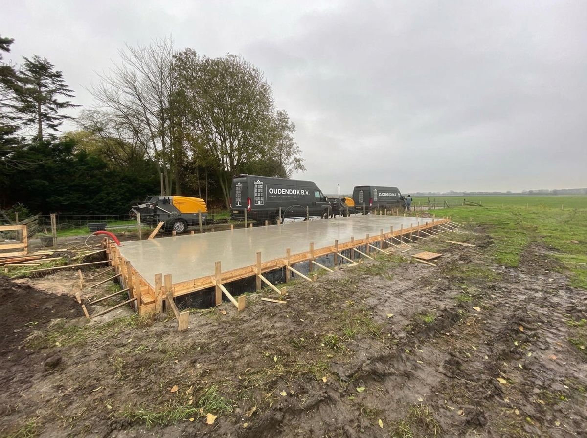 Betonstorting van een funderingsvloer